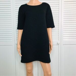 MICHAEL STARS Black Textured Fabric Short Sleeve Sweater Dress Size Medium